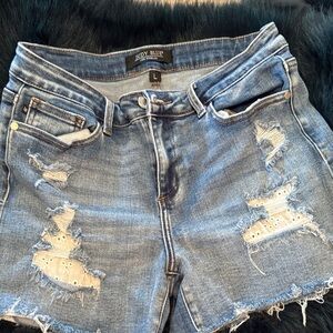 Judy Blue Ripped Blue Denim Shorts